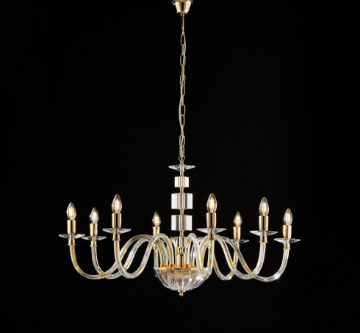 Immagine di Elegante Lampadario in Cristallo Stile Classico Oro Lucido 8 Bracci Franz Bonetti