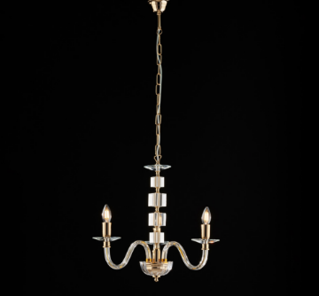 Immagine di Lampadario in Cristallo Salone Classico 3 Bracci Oro Lucido Franz Bonetti