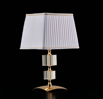 Immagine di Lumetto da Comodino Design Classico Cristallo con Paralume Plissettato Franz Bonetti 