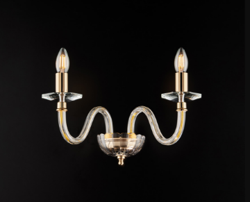 Immagine di Applique Classica Oro Lucido Doppio Braccio Cristallo 2xE14 Franz Bonetti