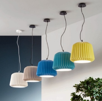 Immagine di Lampadario Colorato Ceramica Plissettata Plumcake Ondaluce