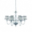 Immagine di Lampadario 6 Luci Vetro Trasparente Classico Con Paralumi Bach Ondaluce