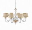 Immagine di Lampadario Salone Classico 8 Luci Vetro Trasparente Con Paralumi Bach Ondaluce