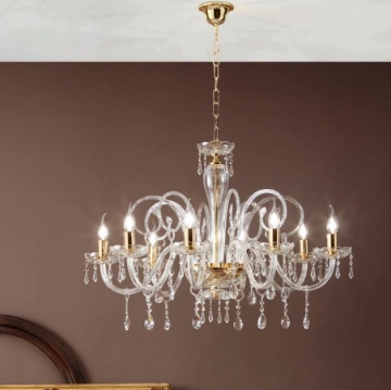 Immagine di Lampadario Classico 8 Luci Vetro E Cristallo Maria Teresa L6 Ondaluce