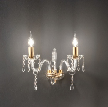 Immagine di Applique Vetro e Cristallo 2 Luci Classica Maria Teresa L6 Ondaluce