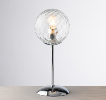 Immagine di Lumetto da Comodino Moderno Cromo Sfera Vetro Trasparente Demetra Bonetti