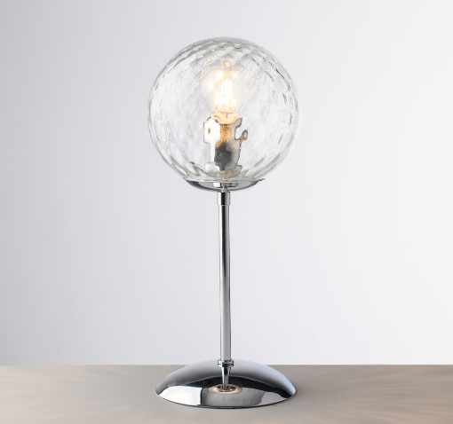 Immagine di Lumetto da Comodino Moderno Cromo Sfera Vetro Trasparente Demetra Bonetti