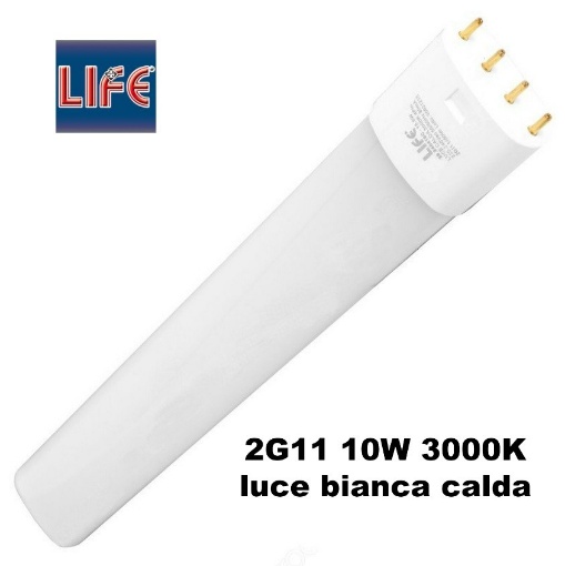 Immagine di Lampada Led Tubolare 2G11 4Pin 10W 3000K 900 Lumen Luce Calda Life