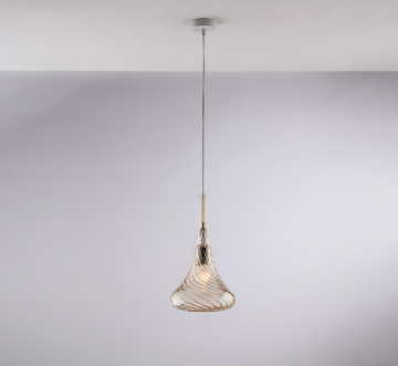 Immagine di Sospensione Singola Decorativa Paralume Vetro Cono Ambra Nemesi Ø20 cm Bonetti 