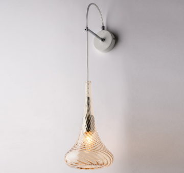 Immagine di Applique Moderna Paralume Campana Vetro Ambra Nemesi Bonetti 