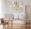 Immagine di Grande Lampadario Contemporaneo Bronzo 9 Sfere Vetro Bianco Selene Ø92 cm Bonetti  