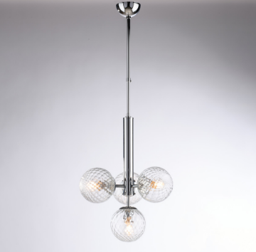 Immagine di Lampadario Moderno Cromo 4 Bocce Vetro Trasparente Armonia Bonetti