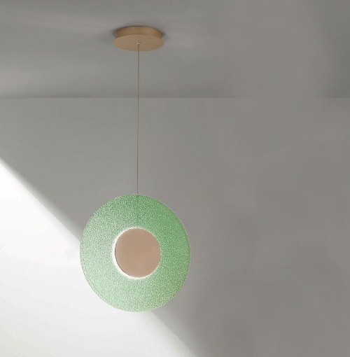 Immagine di Sospensione Led Disco Vetro Graniglia Colorato Candy Ondaluce