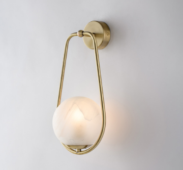 Immagine di Applique Decorativa Bronzo Design Moderno Paralume Sfera Vetro Bianco Afrodite Bonetti