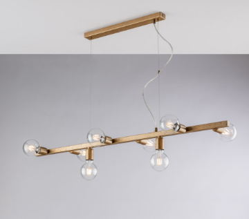 Immagine di Sospensione Lineare Oro Anticato 8 Luci Fabian Minimal Industrial Fabian Bonetti 