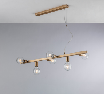 Immagine di Sospensione Oro Anticato Fabian 6xE27 Minimal Industrial Fabian Bonetti