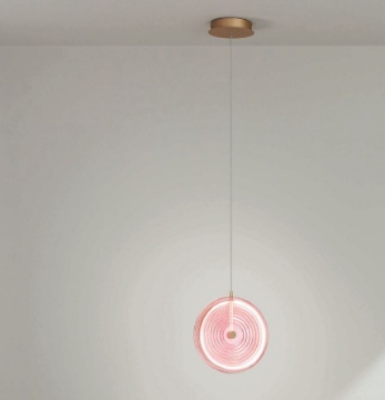 Immagine di Sospensione Led Disco Vetro Righe Colorato Diam.30 cm Jokey Ondaluce
