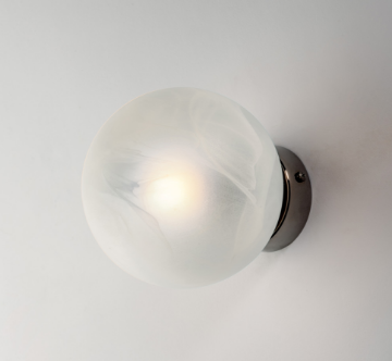 Immagine di Applique Cromo Nero con Diffusore Sfera Vetro Bianco Olaf Ø20 cm Bonetti 