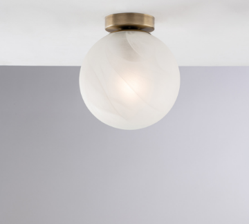 Immagine di Lampada da Soffitto  Oro Bronzo con Paralume Sfera Vetro Bianco Olaf Ø20 cm Bonetti  