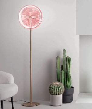 Immagine di Piantana Moderna Led Disco Vetro Righe Colorato Dimmerabile Jokey Ondaluce