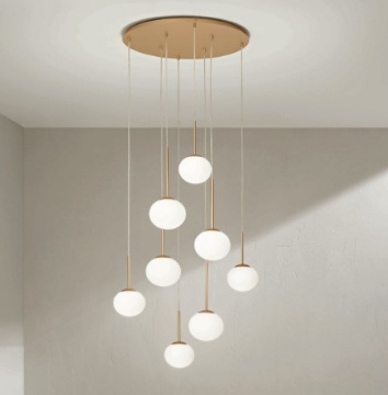 Immagine di Lampadario Salotto 8 Luci Sfere Vetro Sospese Jewel Ondaluce