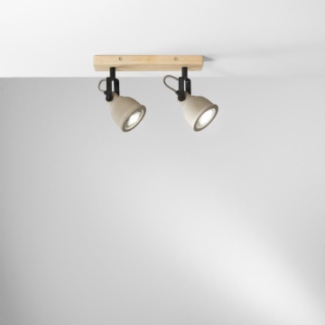 Immagine di Applique Spot 2 Luci Orientabili Legno Cemento Kisa AP2 Fan Europe