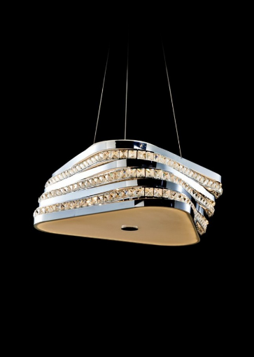 Immagine di Sospensione Led Moderna Triangolare con Fasce Decorative in Cristallo