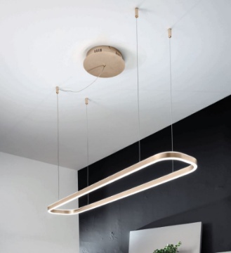 Immagine di Lampadario Rettangolare Oro Per Tavolo Led Dimmerabile 60w Minus Ondaluce