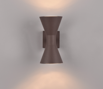Immagine di Applique Ruggine da Parete Doppio Cono BI-Emissione GU10 IP44 Ardas Trio Lighting