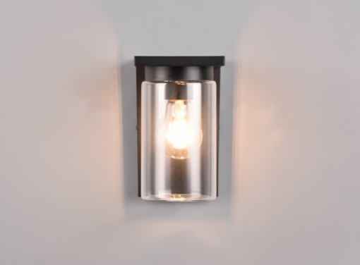Immagine di Applique Ardila Paralume Cilindro Vetro 1xE27 con Sensore Crepuscolare IP44 Trio Lighting