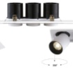 Immagine di Incasso Rettangolare Con 3 Faretti Led Cilindro Orientabili 45w CCT Ottica 24° Outsider Intec