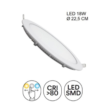 Immagine di Incasso Rotondo 225 mm Ultra Sottile Bianco Led CCT 18w Slim Intec Light