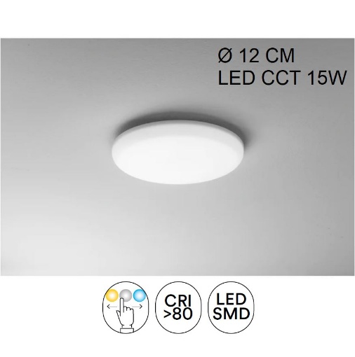 Immagine di Incasso Rotondo 12 cm Effetto Plafoniera Led CCT 15w Total Intec Light