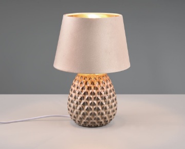 Immagine di Lume Grande Ariana Base Ceramica e Paralume Velluto Sabbia 1xE27 Trio Lighting