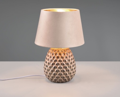 Immagine di Lume Grande Ariana Base Ceramica e Paralume Velluto Sabbia 1xE27 Trio Lighting