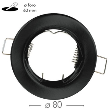Immagine di Porta Faretto Incasso Rotondo Nero 8 cm GU10 MR16 Reflex Intec Light