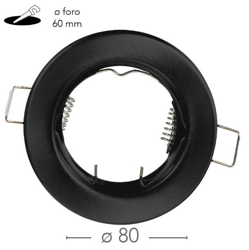 Immagine di Porta Faretto Incasso Rotondo Nero 8 cm GU10 MR16 Reflex Intec Light