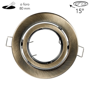 Immagine di Porta Faretto Incasso Rotondo Brunito Orientabile 9,8 cm GU10 Reflex Intec Light