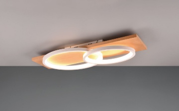 Immagine di Plafoniera Legno e Metallo Bianco Doppia Accensione Led Switch Dimmer 3000K Barca Trio Lighting