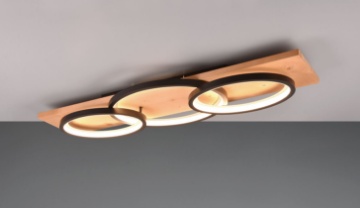 Immagine di Plafoniera Legno e Metallo Nero Triplo Led Switch Dimmer 3000K Barca Trio Lighting