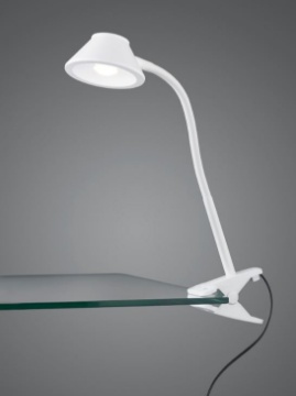 Immagine di Lampada Bianca da Scrivania Braccio Led Flessibile con Pinza Berry Trio Lighting 