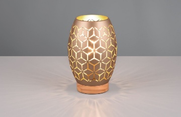 Immagine di Lumetto Ovetto Decorativo con Tagli Laser Color Caffè Bidar Ø15 cm Trio Lighting