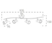 Immagine di Lampada Soffitto Parete Asta Ondulata 4 Luci E14 Orientabili Mito S4 Fan Europe