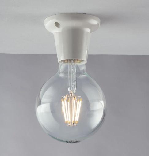 Immagine di Base Portalampada Faretto E27 Per Soffitto Parete Bianco Lucido Fan Europe
