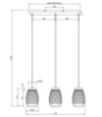 Immagine di Lampada 3 Sospensioni Oro e Nero con Decori Tagli Laser e Inserto Legno Bidar Trio Lighting 