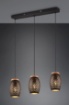 Immagine di Lampada 3 Sospensioni Oro e Nero con Decori Tagli Laser e Inserto Legno Bidar Trio Lighting 