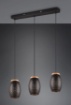 Immagine di Lampada 3 Sospensioni Oro e Nero con Decori Tagli Laser e Inserto Legno Bidar Trio Lighting 