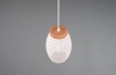 Immagine di Piccola Sospensione da Comodino Paralume Bianco Decorativo 1xE27 Inserto Legno Bidar Trio Lighting