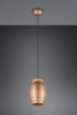 Immagine di Sospensione Singola Paralume Caffè Decoro Tagli Laser e Inserto Legno Bidar Trio Lighting