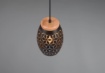 Immagine di Lampada a Sospensione Paralume Nero e Oro Decoro Tagli Laser Illuminazione Comodino Bidar Trio Lighting